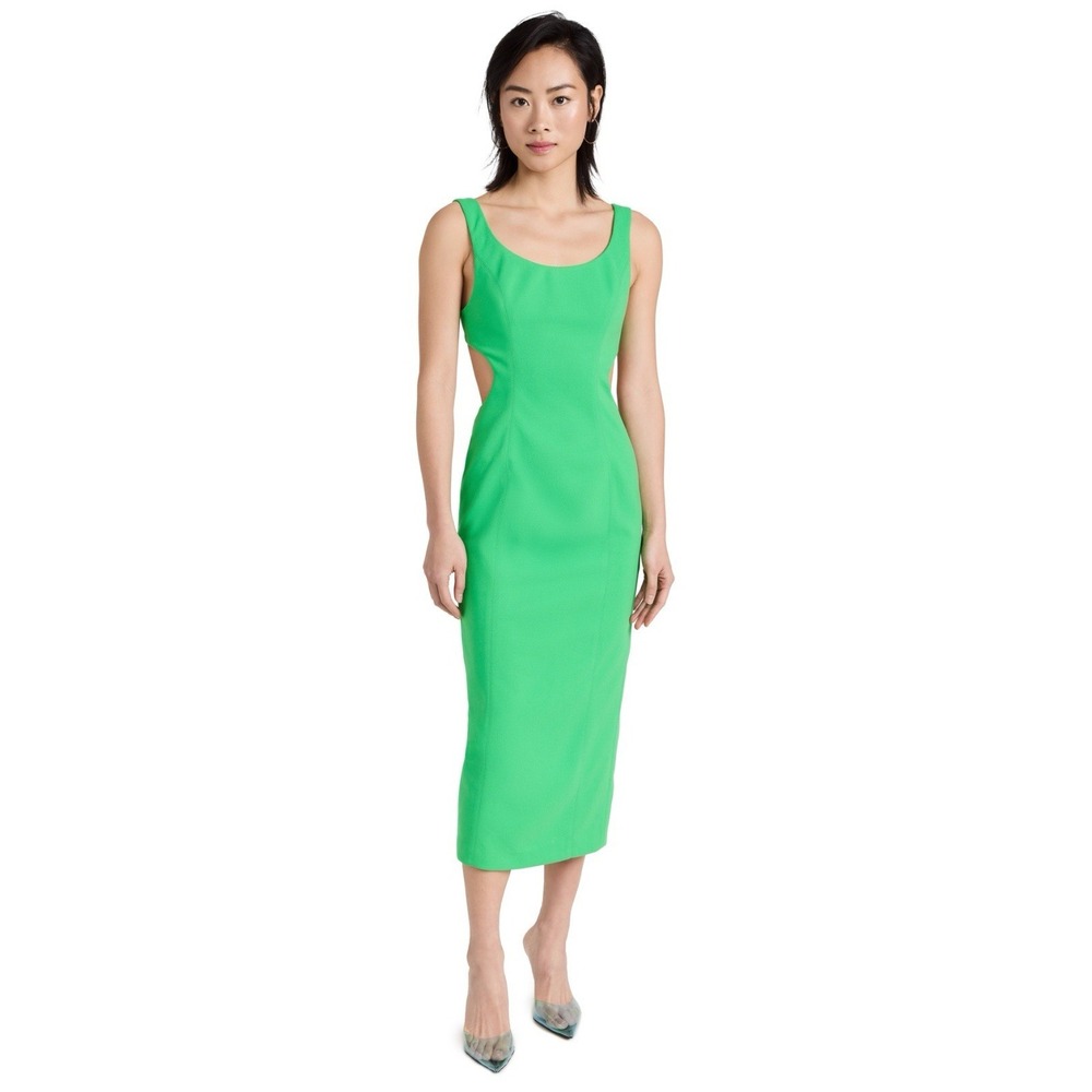 MISHA Green Cutout Sheath Midi Dress XL EU 42 Sleeveless Scoop Neck